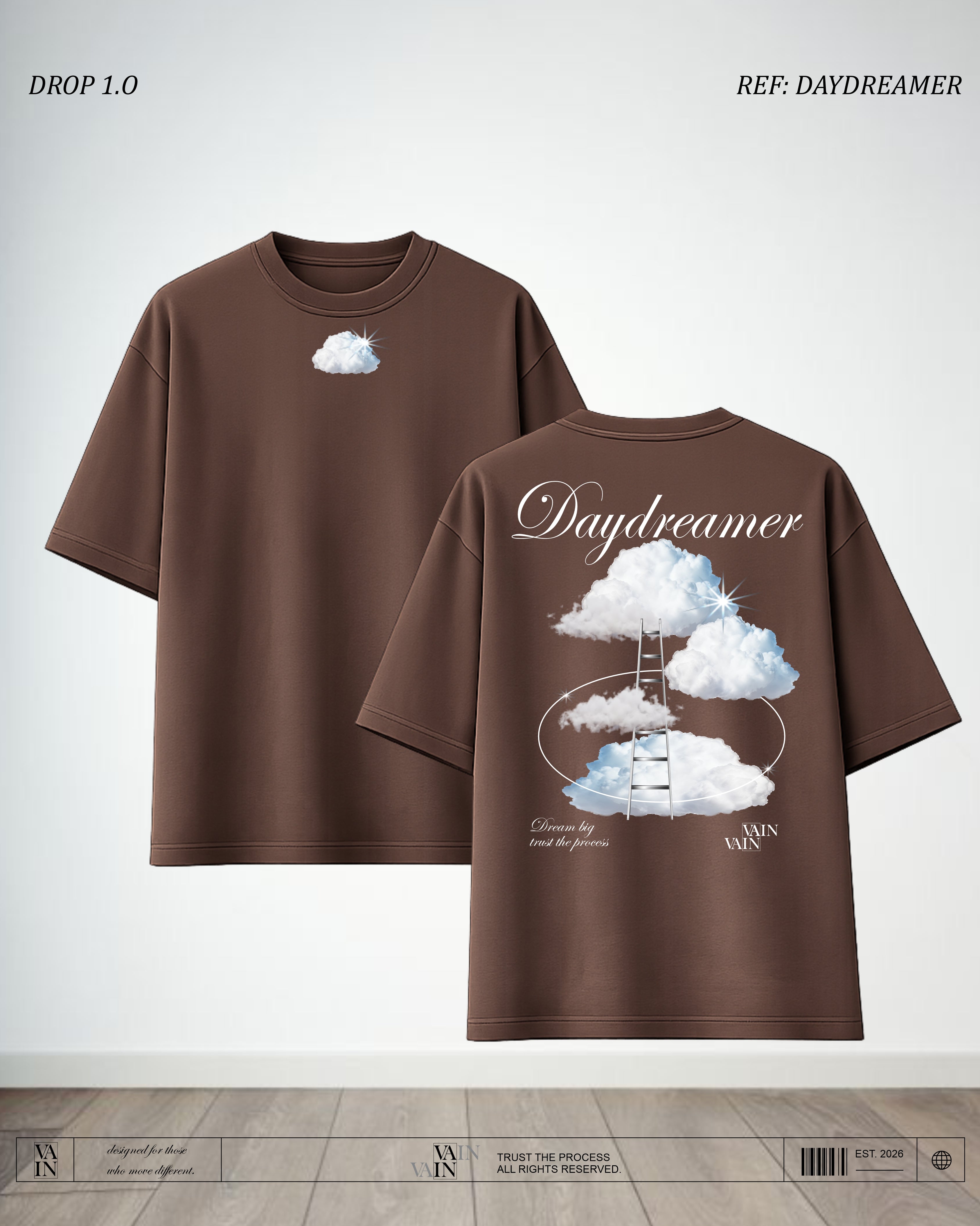 DAYDREAMER Camiseta — Café oscuro