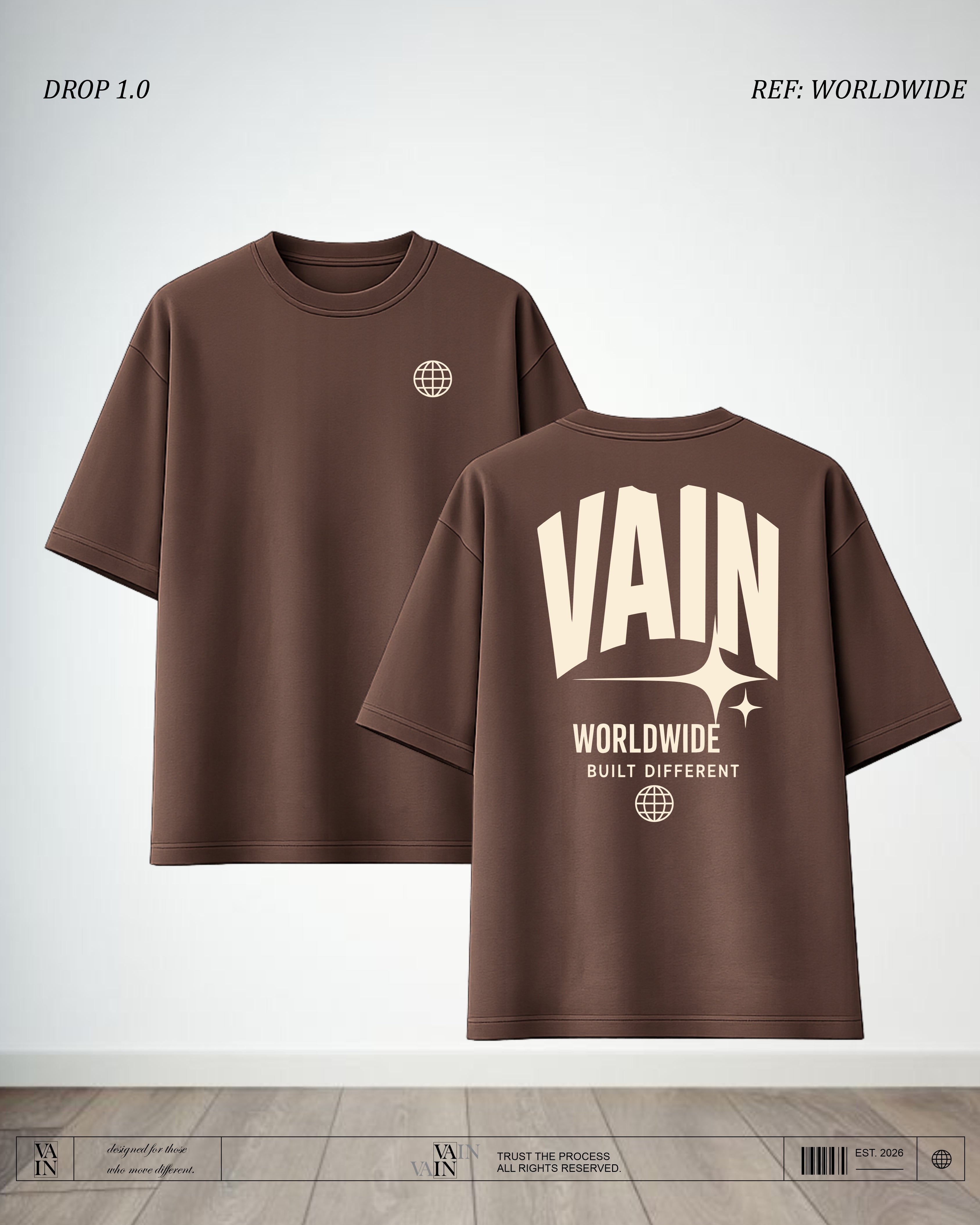 WORLDWIDE Camiseta — Café oscuro