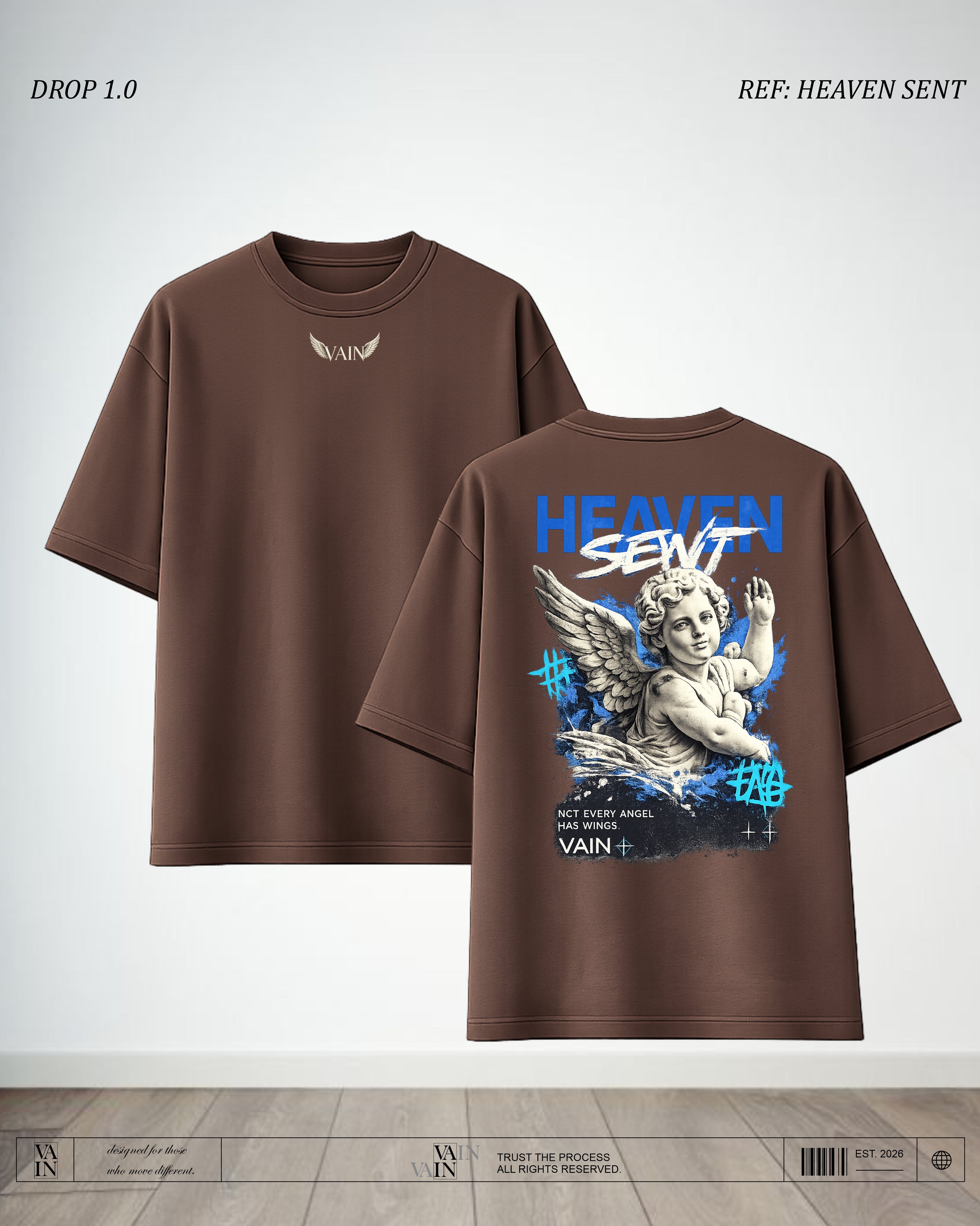 HEAVEN SENT Camiseta — Café oscuro