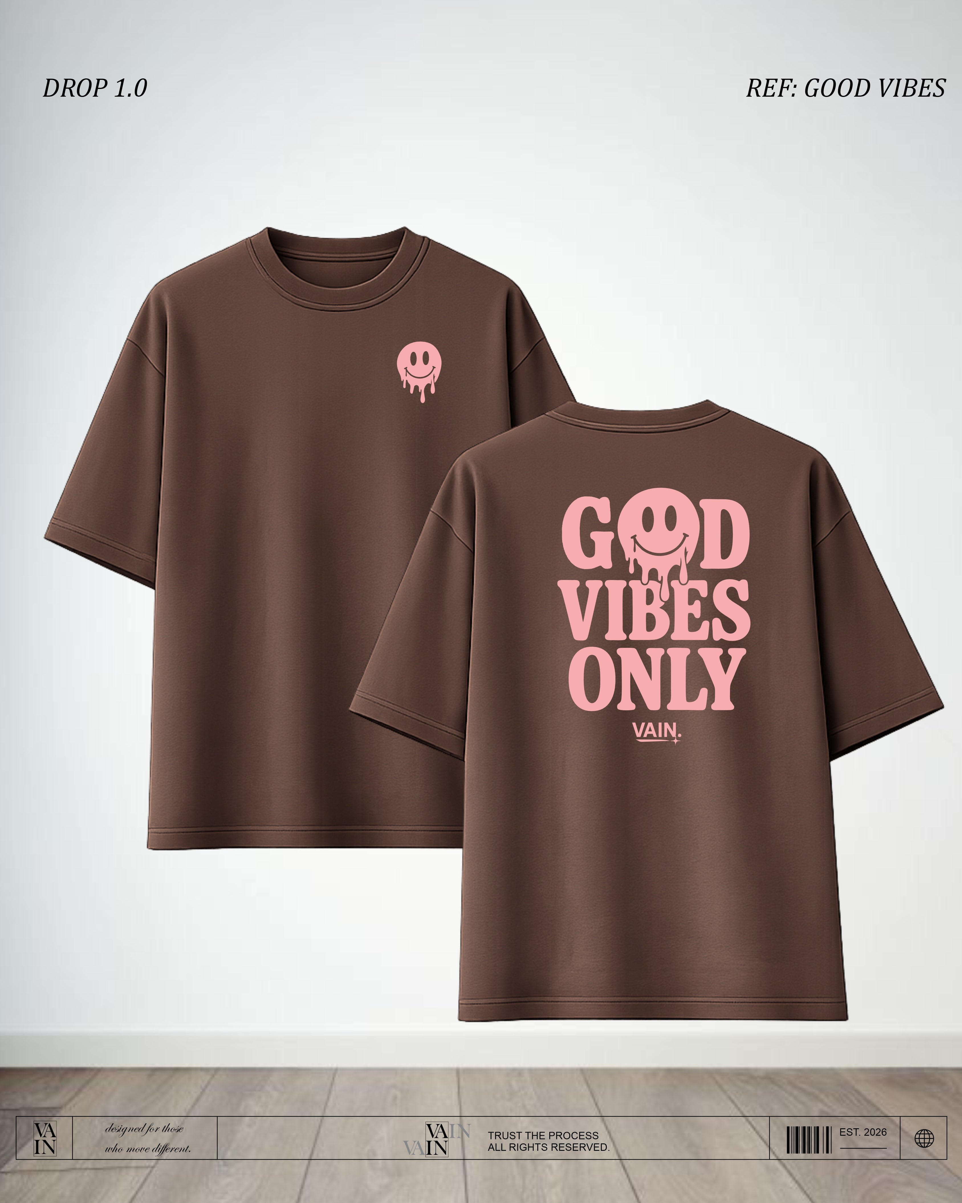 VIBES Camiseta — Café oscuro