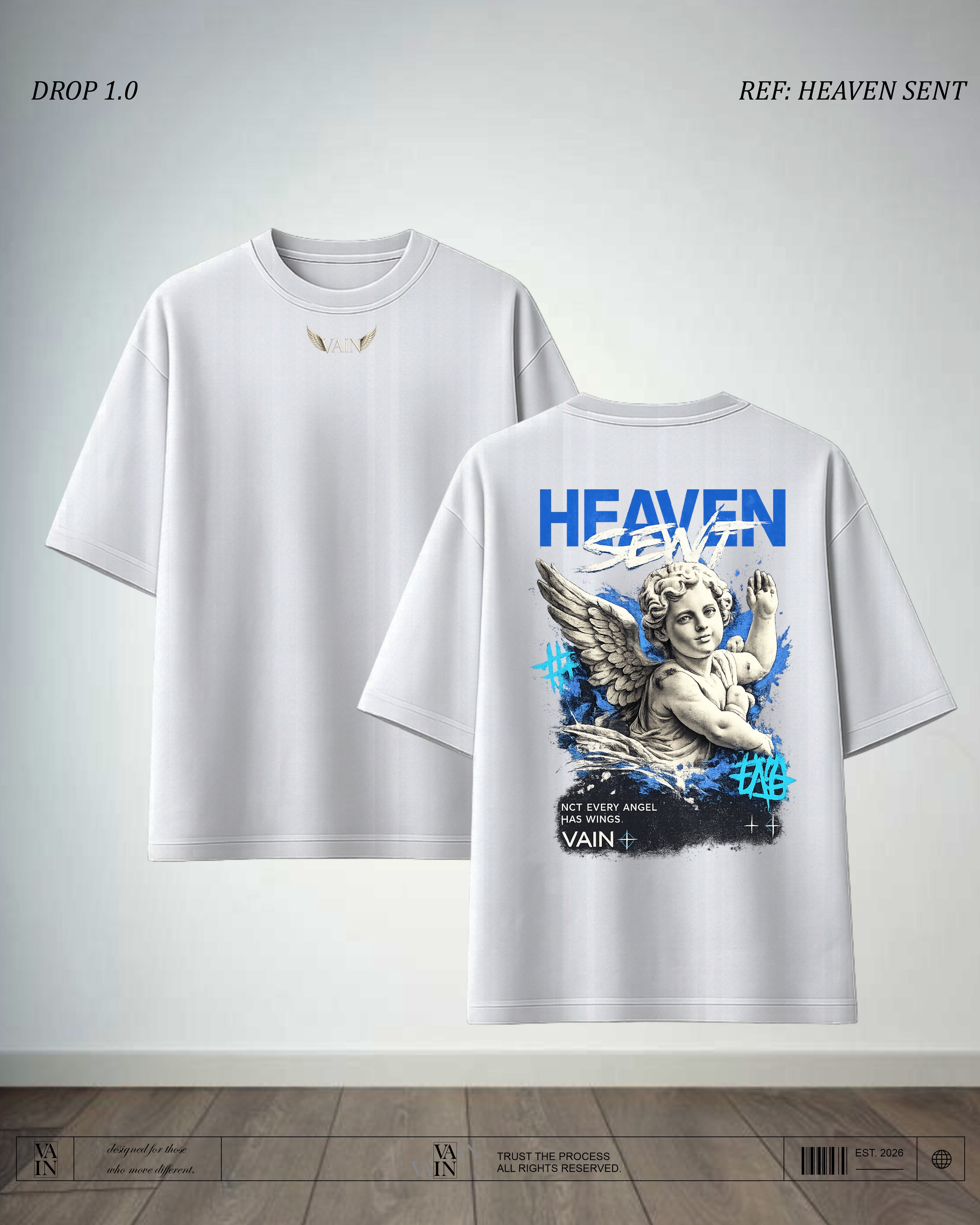 HEAVEN SENT Camiseta — Gris claro