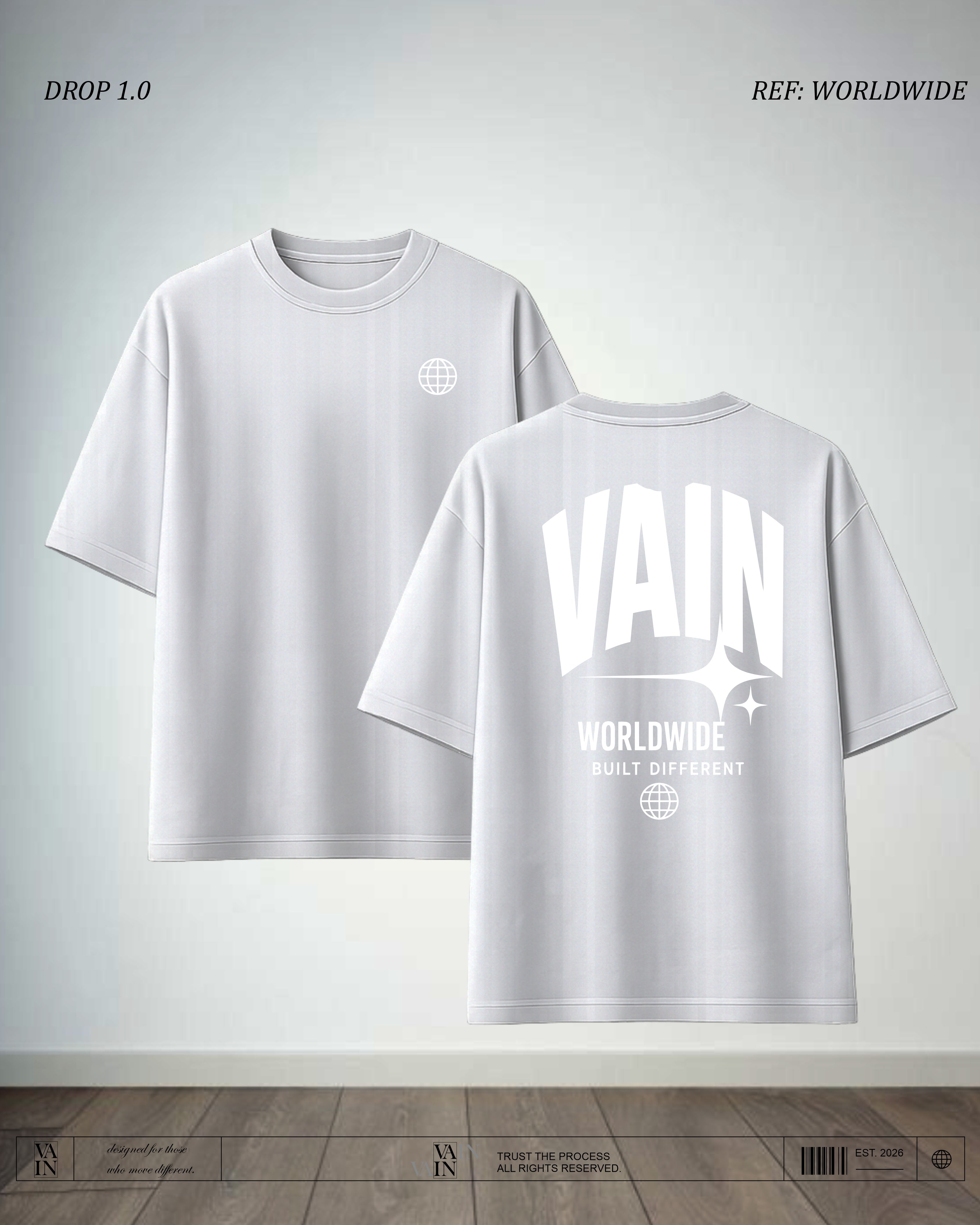 WORLDWIDE Camiseta — Gris claro