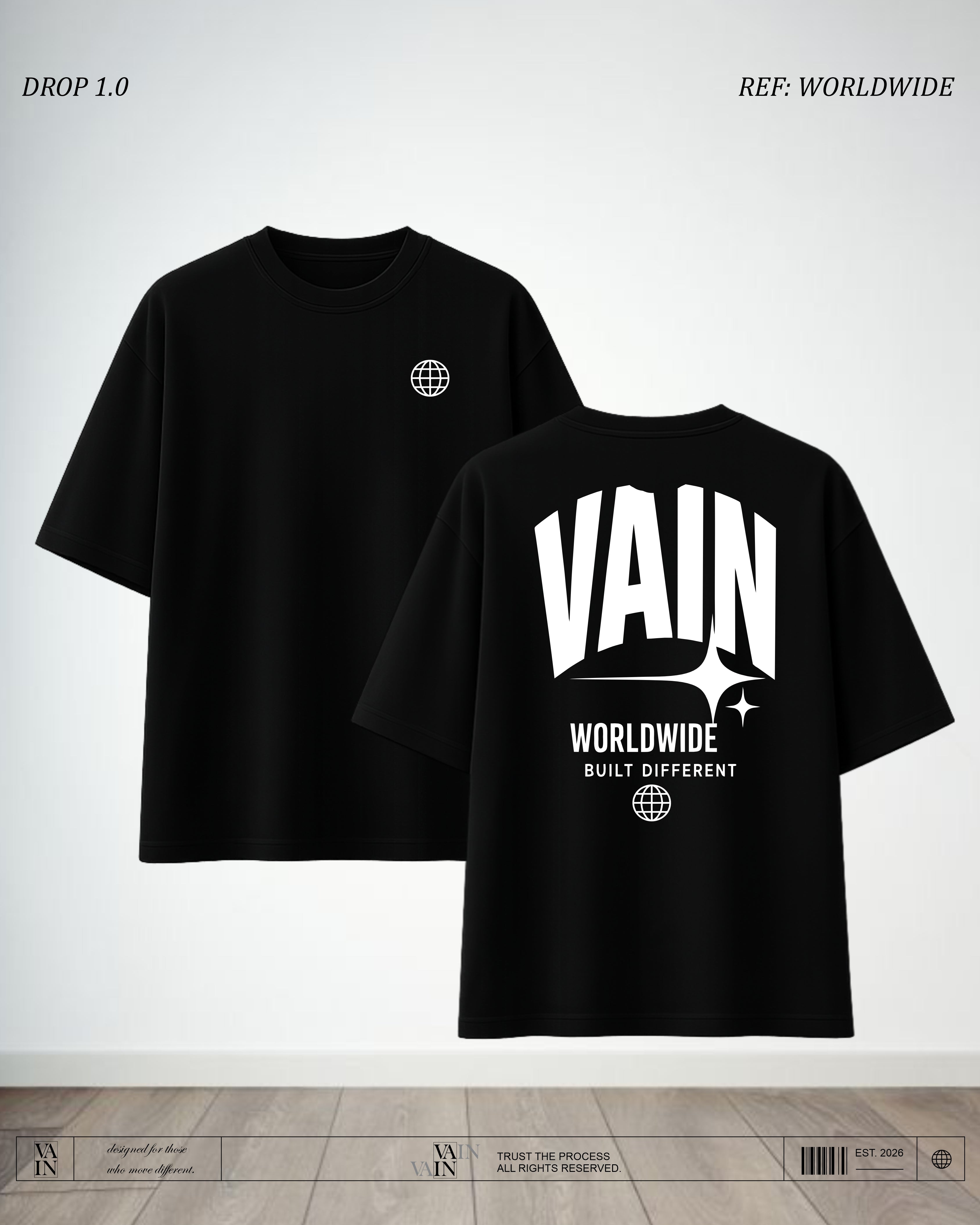 WORLDWIDE Camiseta — Negro