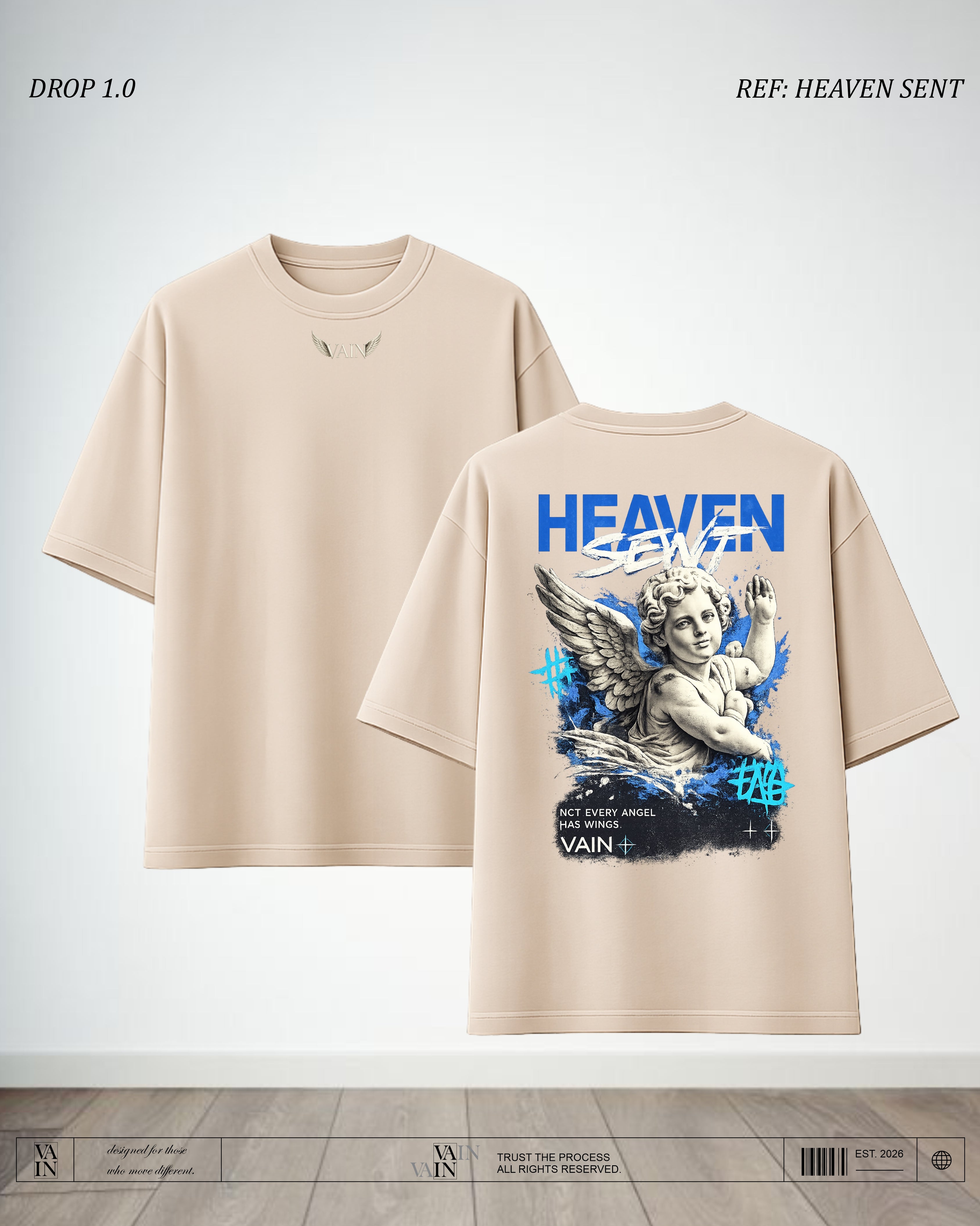 HEAVEN SENT Camiseta — Nude