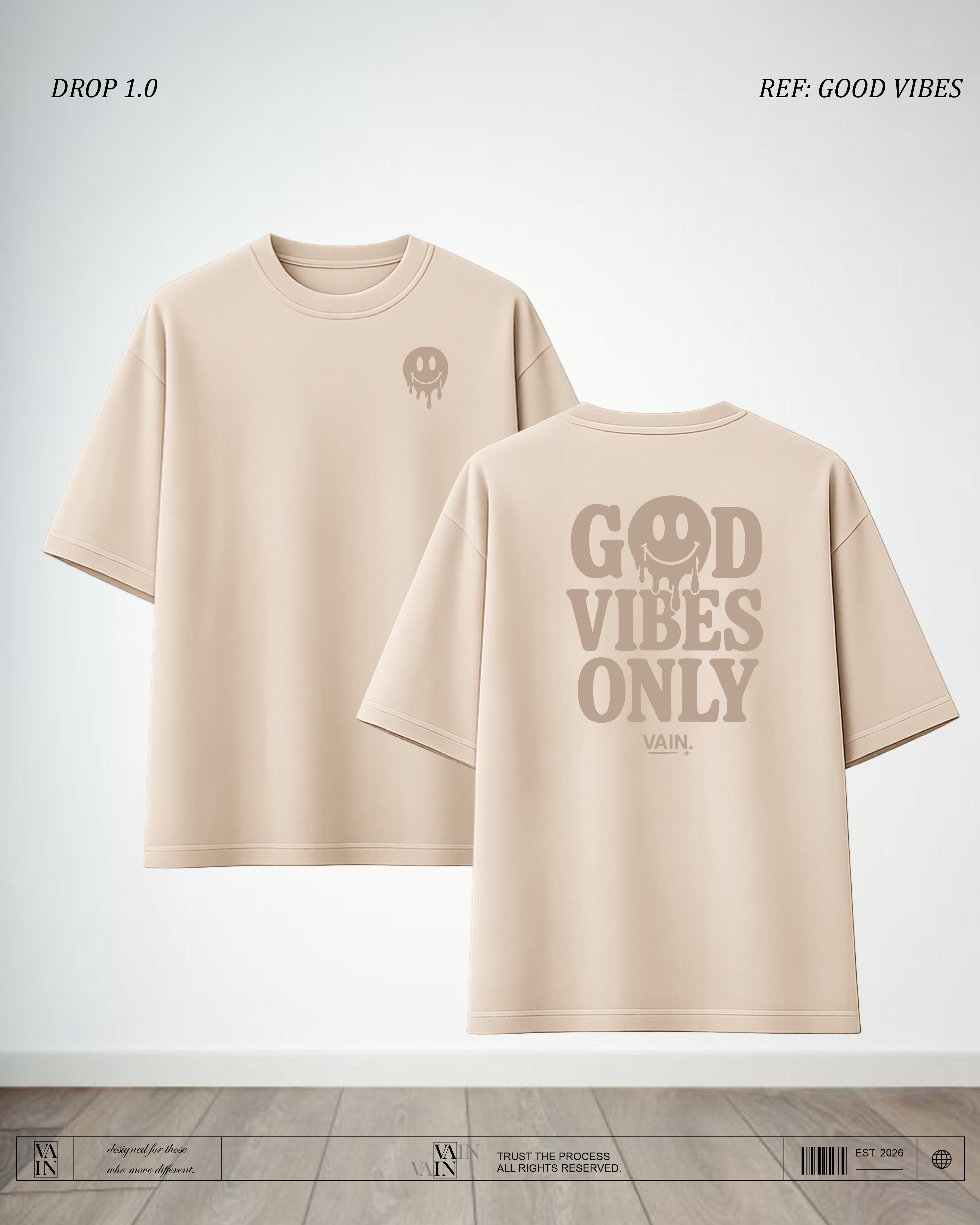 VIBES Camiseta — Nude