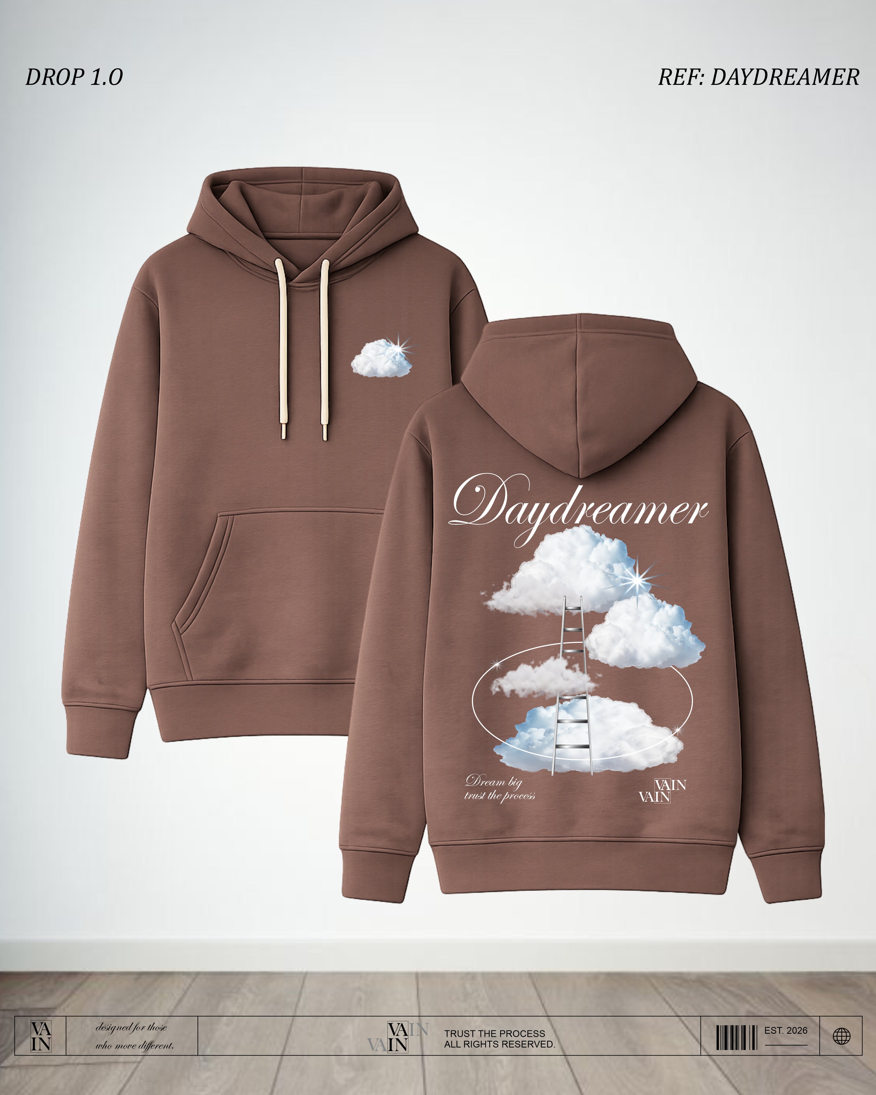 DAYDREAMER Hoodie — Café oscuro