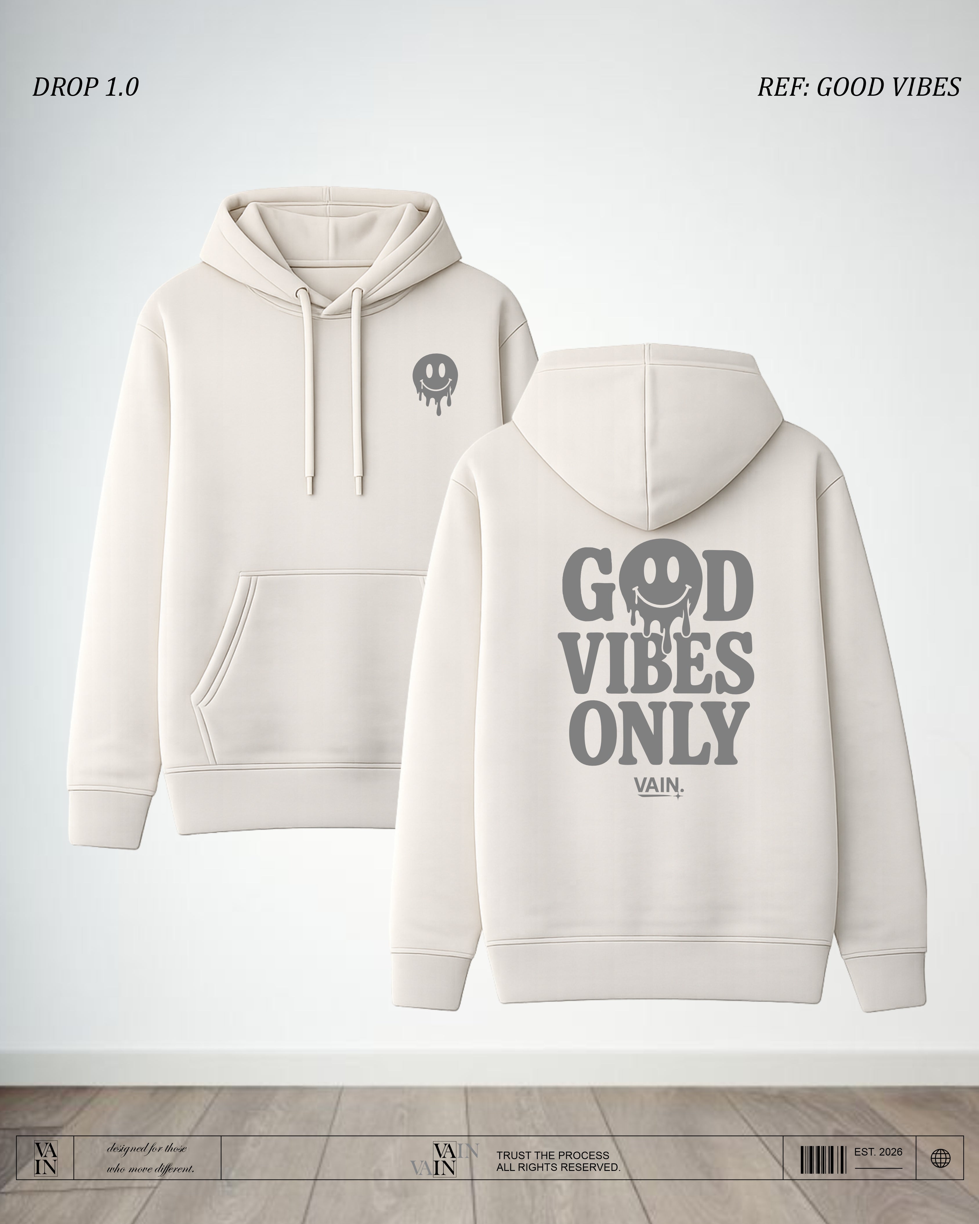 VIBES Hoodie — Crema