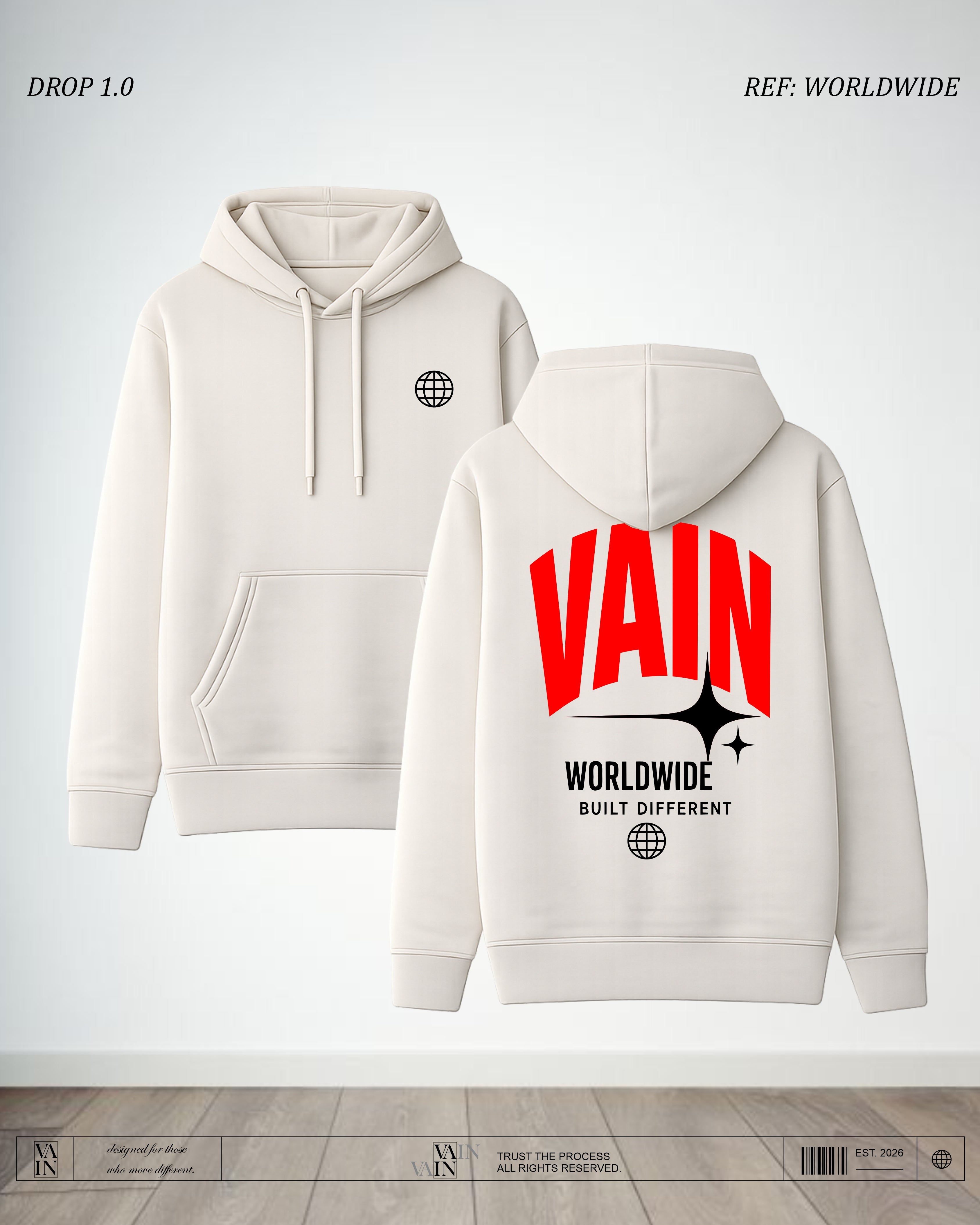 WORLDWIDE Hoodie — Crema