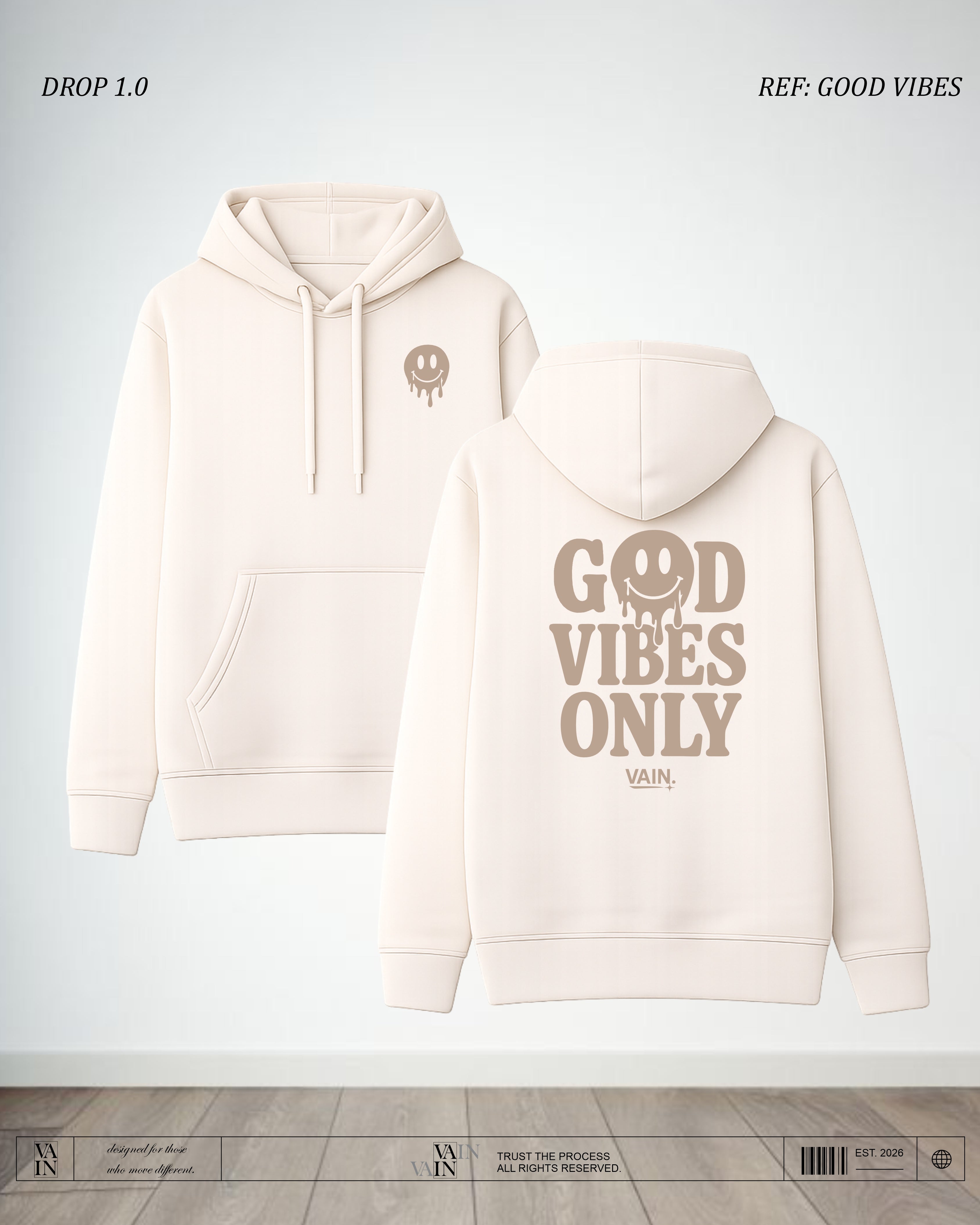 VIBES Hoodie — Marfil