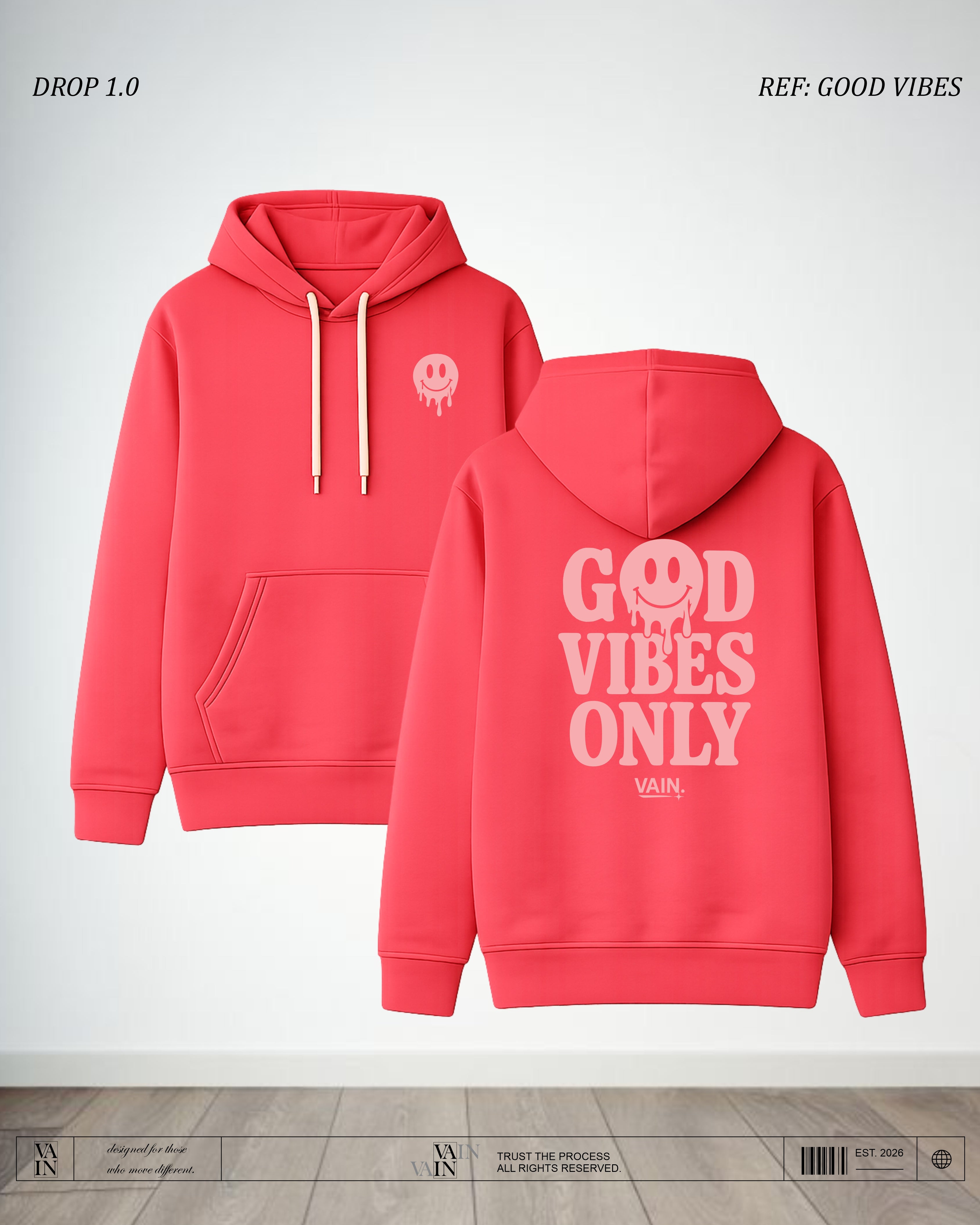 VIBES Hoodie — Rojo
